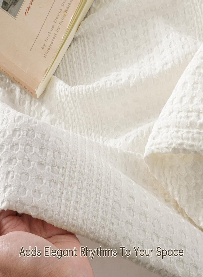 David's Home Cozy Waffle Weave Throw Blanket, Ultra Soft Breathable Lightweight Skin-Friendly Throw for All Seasons, Elegant Room Decor for Couch Bed Sofa Car Travel, White - Image 5